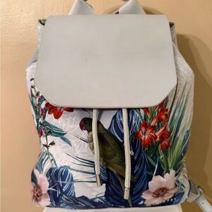 Ted Baker Jamboree Passha Vibrant Floral/Bird drawstring Backpack EUC